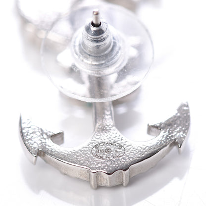 Chanel Crystal CC Anchor Earrings Silver 4 of 5