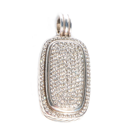 David Yurman Sterling Silver Pave Diamond Enhancer Necklace Pendant 1 of 5