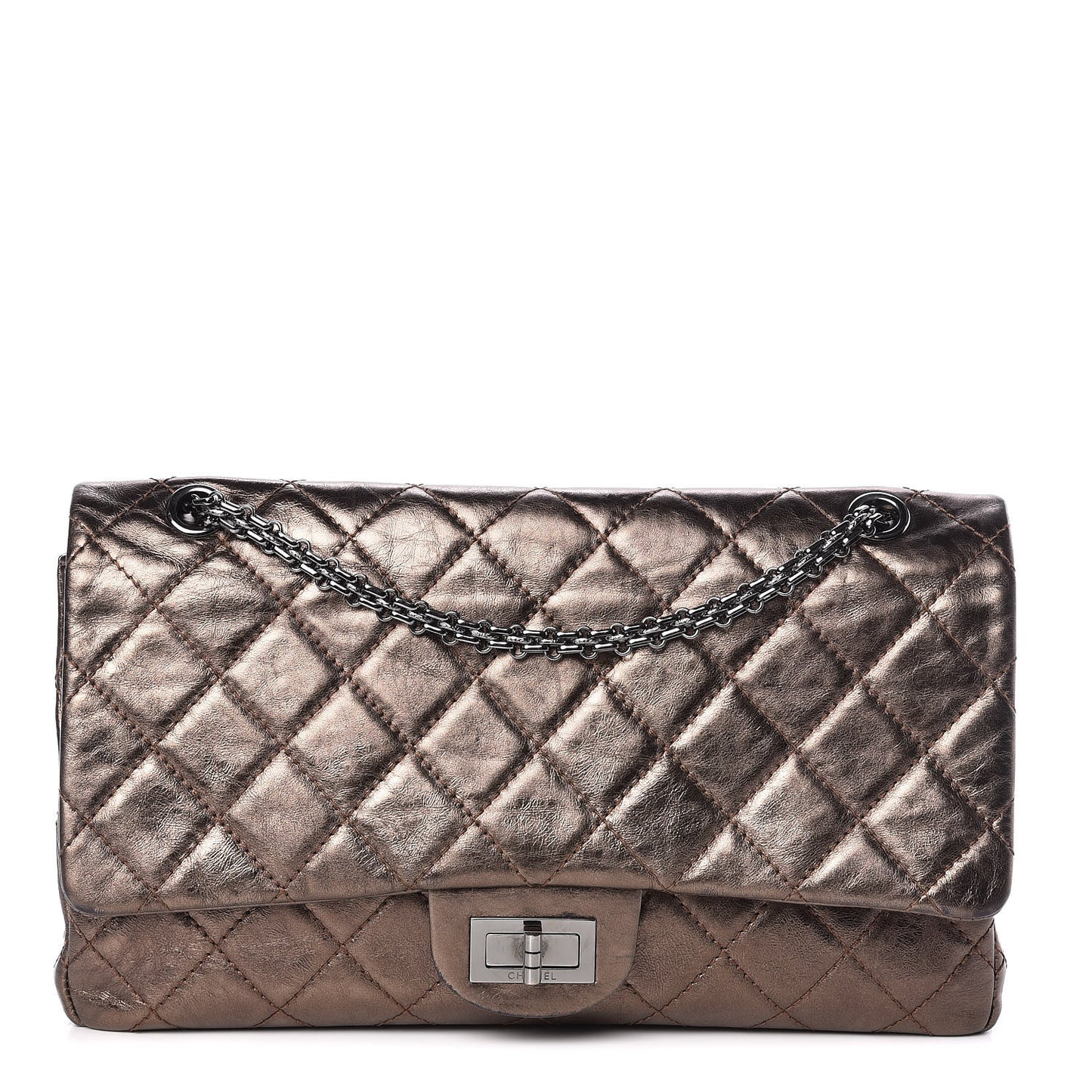 Metallic Aged Calfskin Quilted 2.55 Reissue 227 Flap Bronze