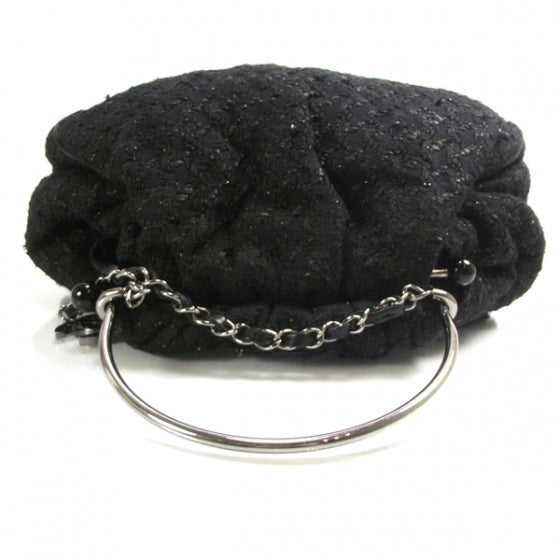 Tweed Boucle Knitting Bag Black