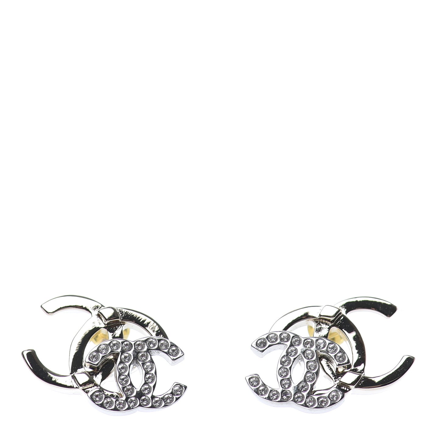 Crystal Double CC Earrings Gold Silver