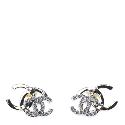 Chanel Crystal Double CC Earrings Gold Silver 1 of 4