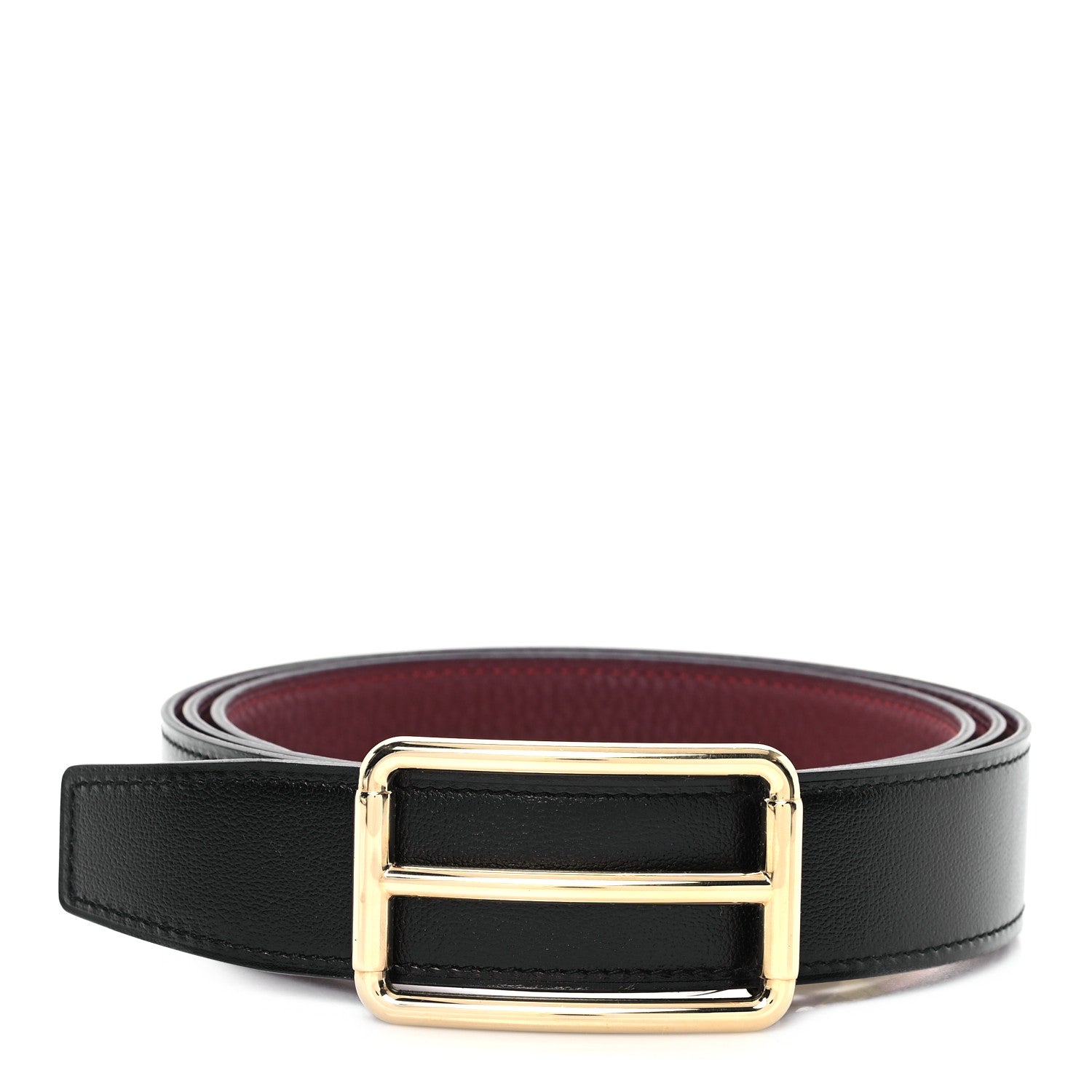 Hermes Box Togo 30mm Rouleau Belt 115 46 Black Brique 1 of 4