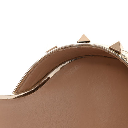Valentino Garavani Metallic Pebbled Calfskin Rockstud Half D'Orsay Slingback 50mm Pumps 35.5 Platino 9 of 10
