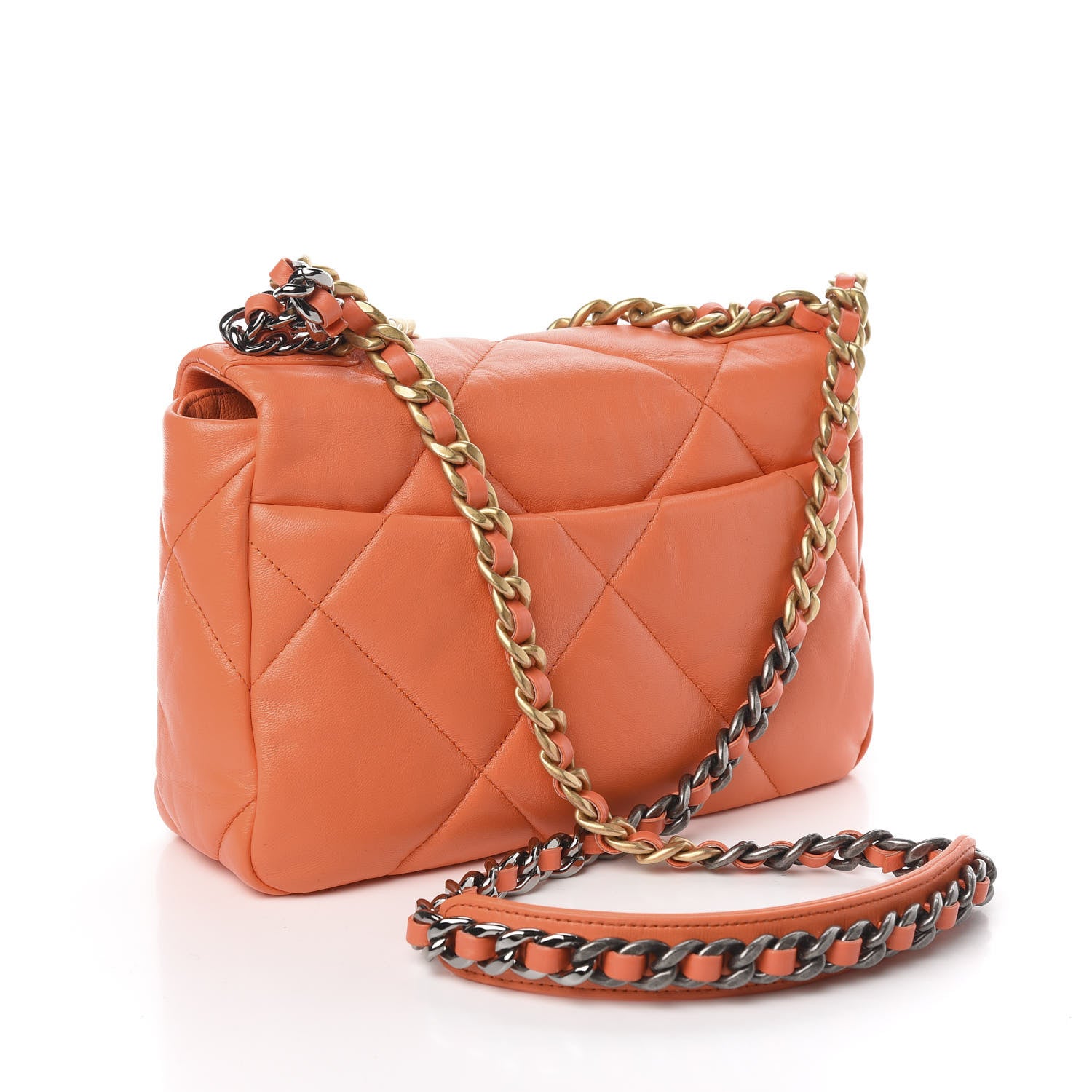 Chanel Goatskin Quilted Medium 19 Flap Orange 3 of 11