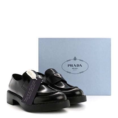 Prada Spazzolato Metal Triangle Logo 50mm Loafers 40.5 Black 10 of 10
