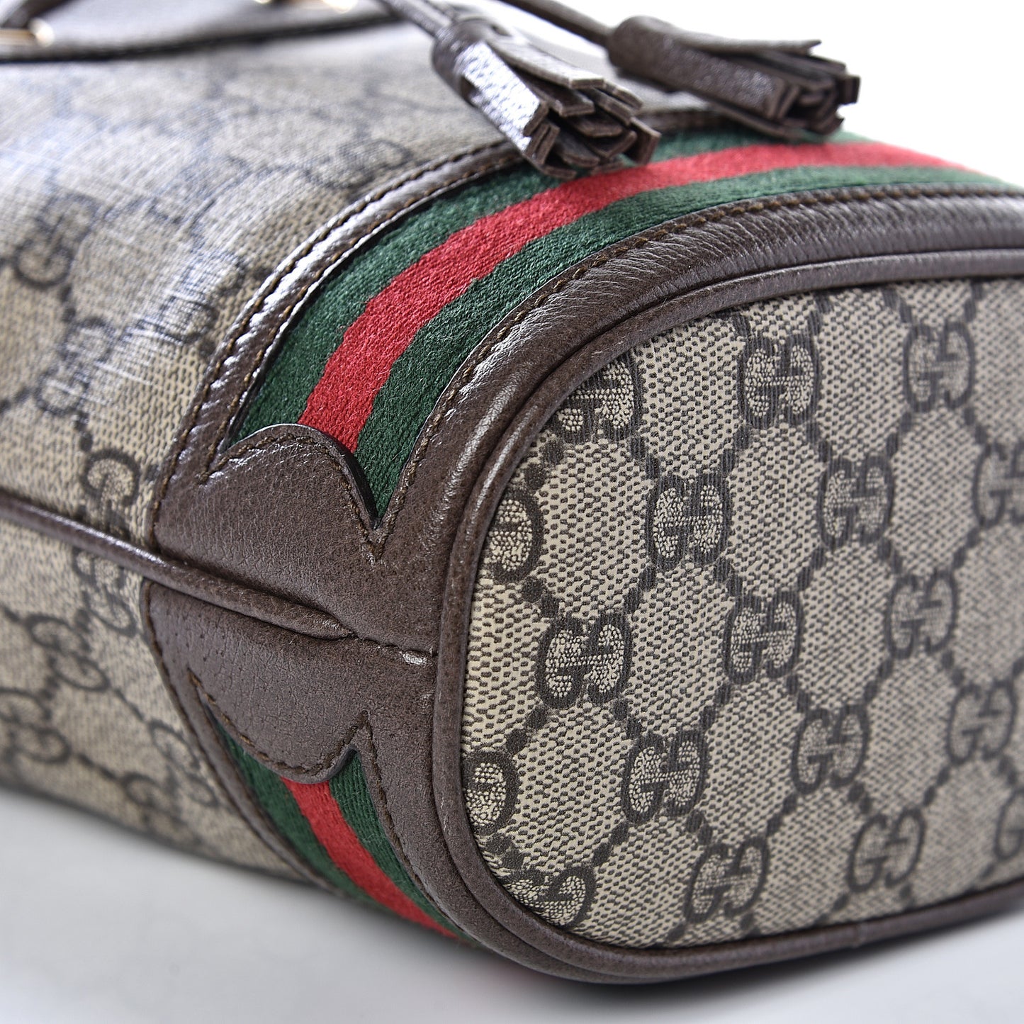 GG Supreme Monogram Web Mini Ophidia Bucket Bag Brown