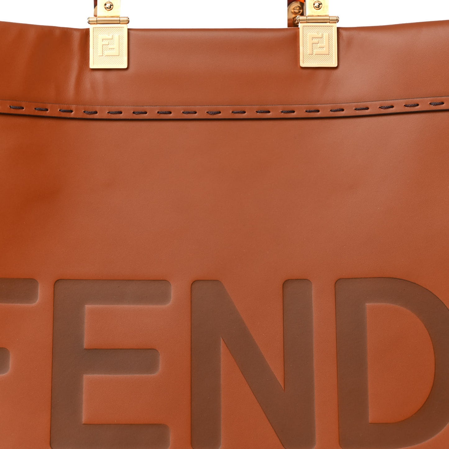 Vitello King Plexiglass Medium Fendi Sunshine Shopper Tote Cuoio