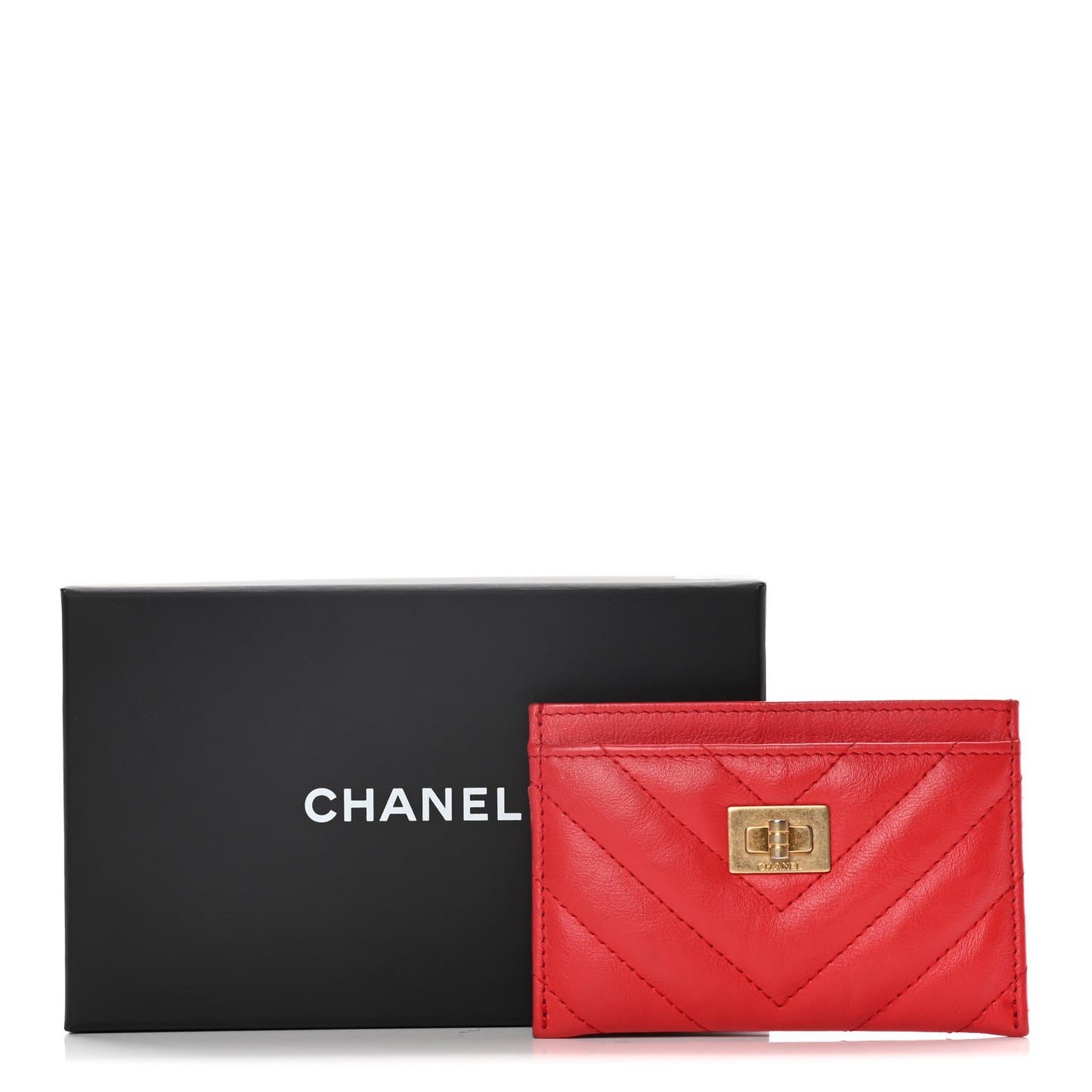 Sheepskin Chevron Quilted Reissue Card Holder Red