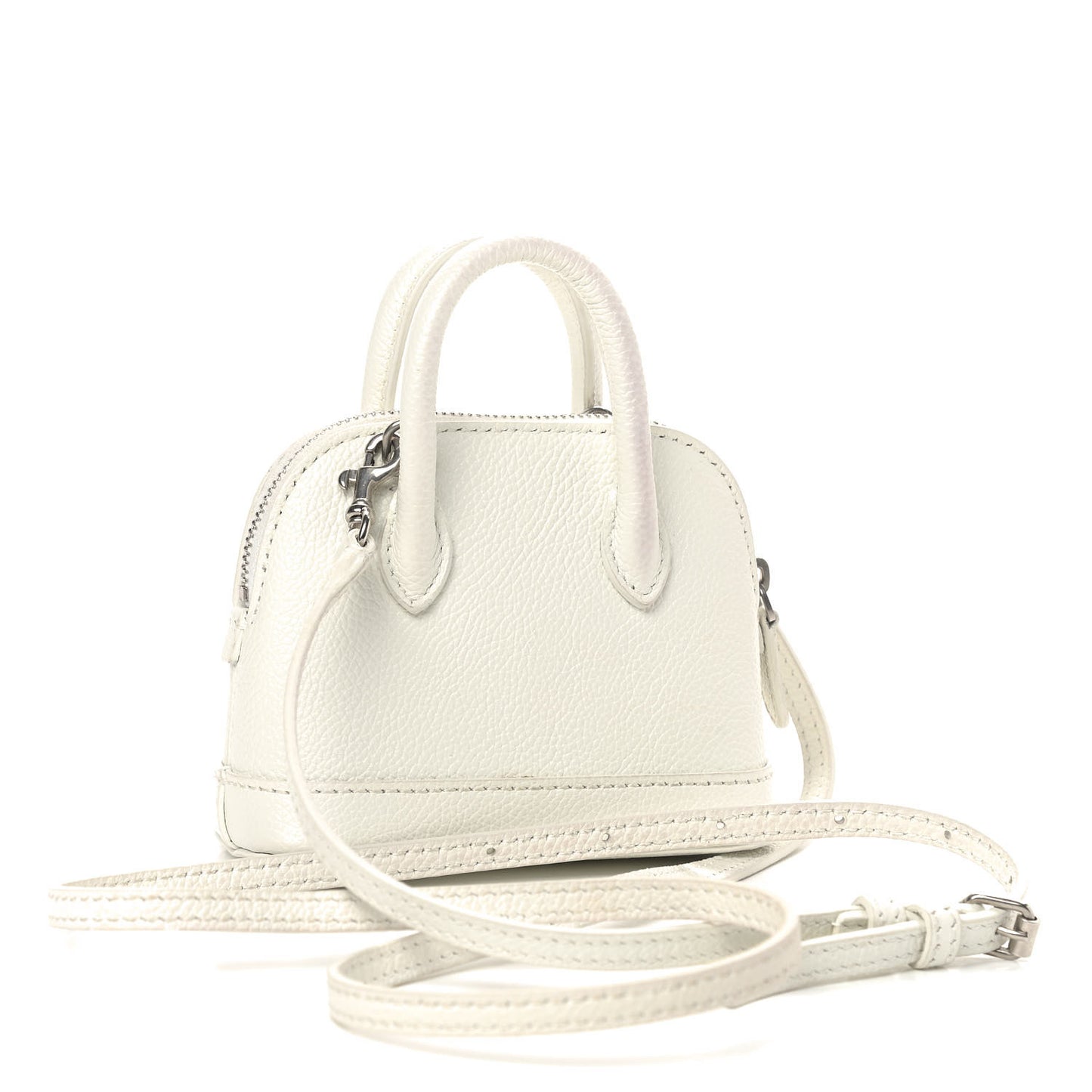 Grained Calfskin Logo Mini Ville Top Handle Bag White Black