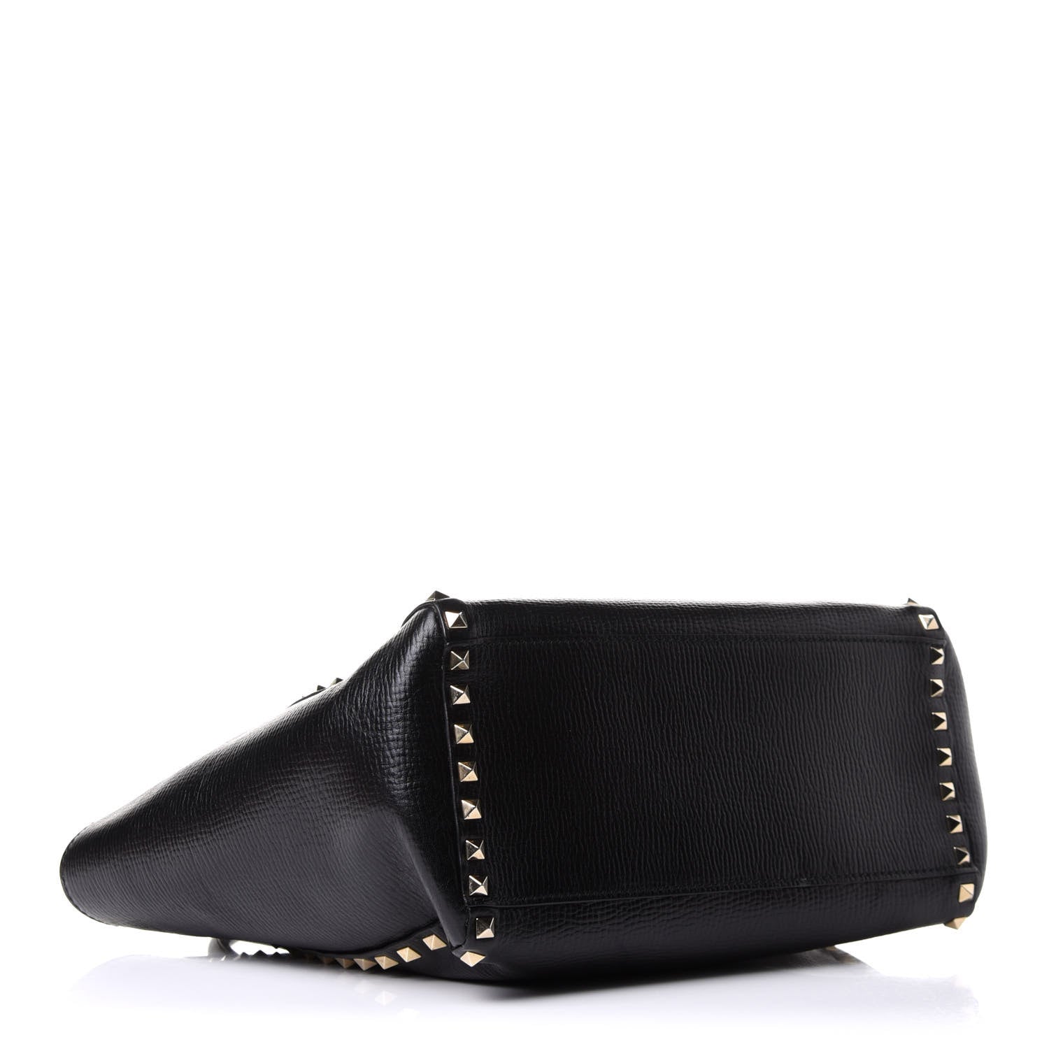 Valentino Garavani Textured Calfskin Rockstud Double Handle Tote Black 5 of 17