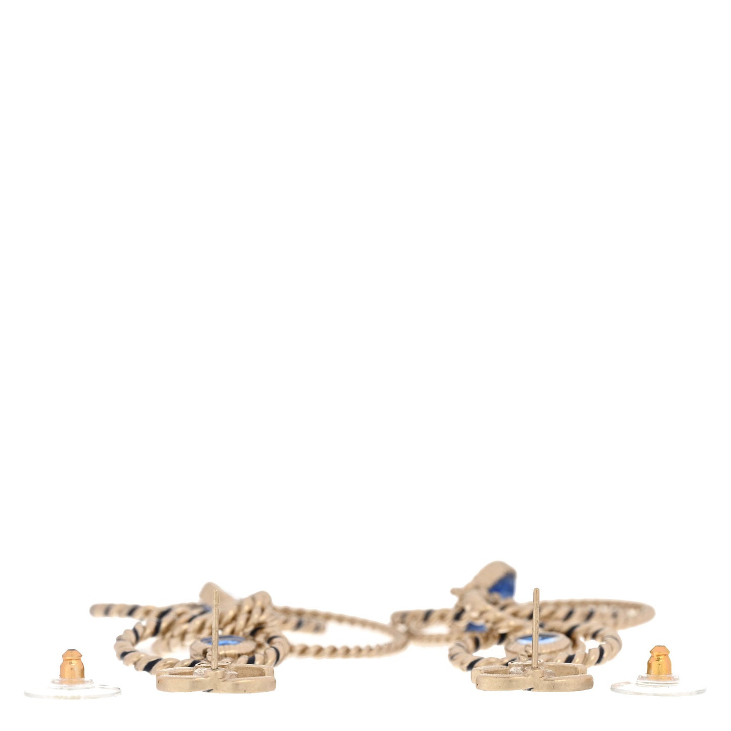 Resin Star Twisted CC Drop Earrings Blue Gold