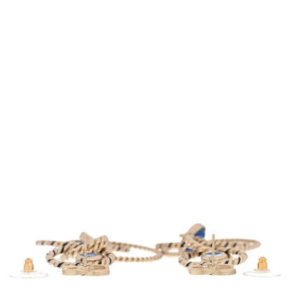 Chanel Resin Star Twisted CC Drop Earrings Blue Gold 3 of 4