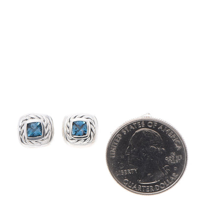 David Yurman Sterling Silver Blue Topaz 5mm Albion Earrings 2 of 4