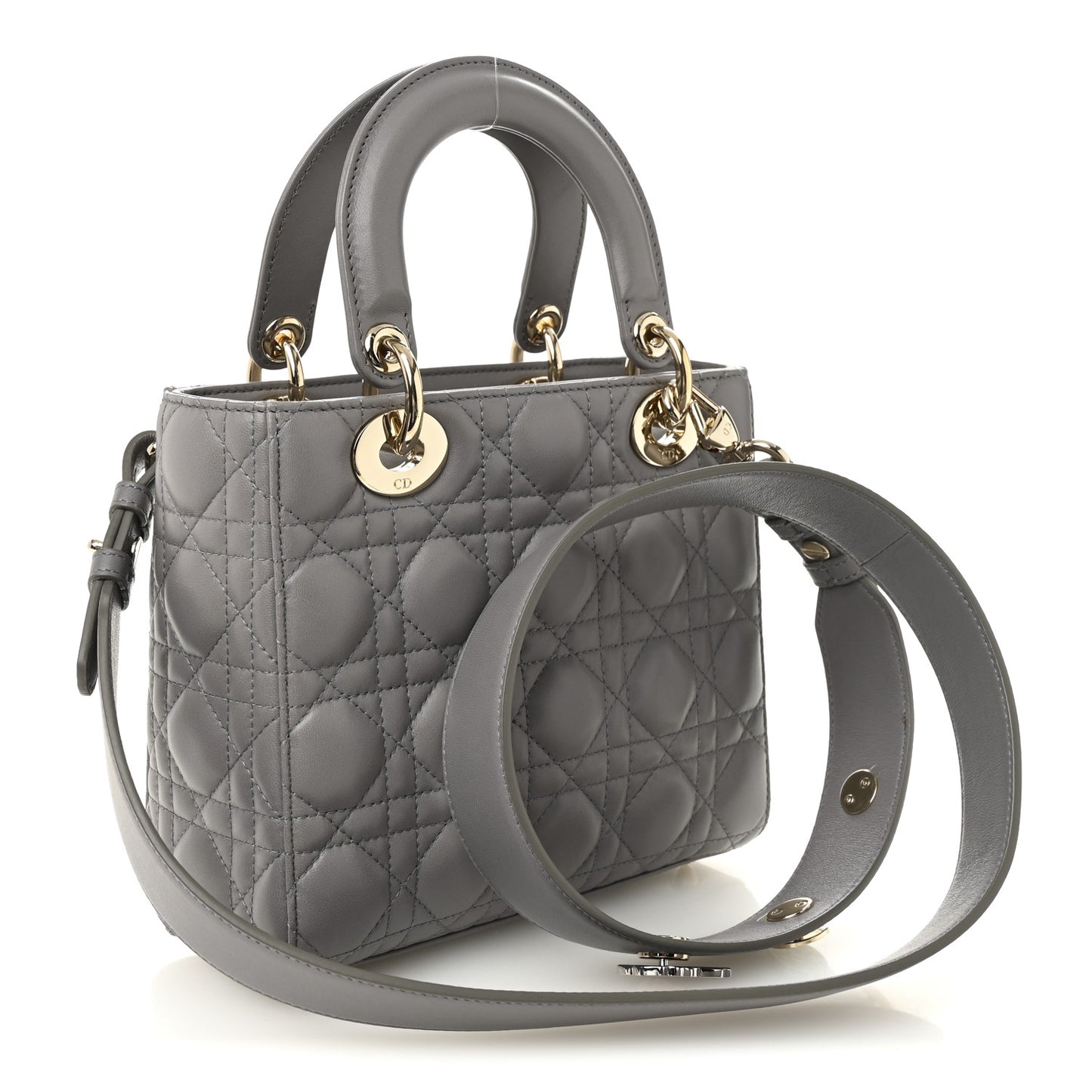 Lambskin Cannage Small Lucky Badges My Lady Dior Grey