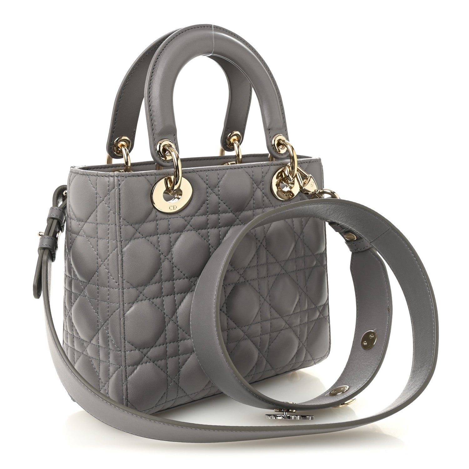 Christian Dior Lambskin Cannage Small Lucky Badges My Lady Dior Grey 3 of 10