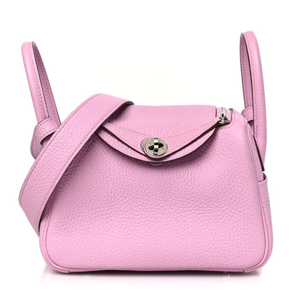 Hermes Taurillon Clemence Mini Lindy 20 Mauve Sylvestre 1 of 10