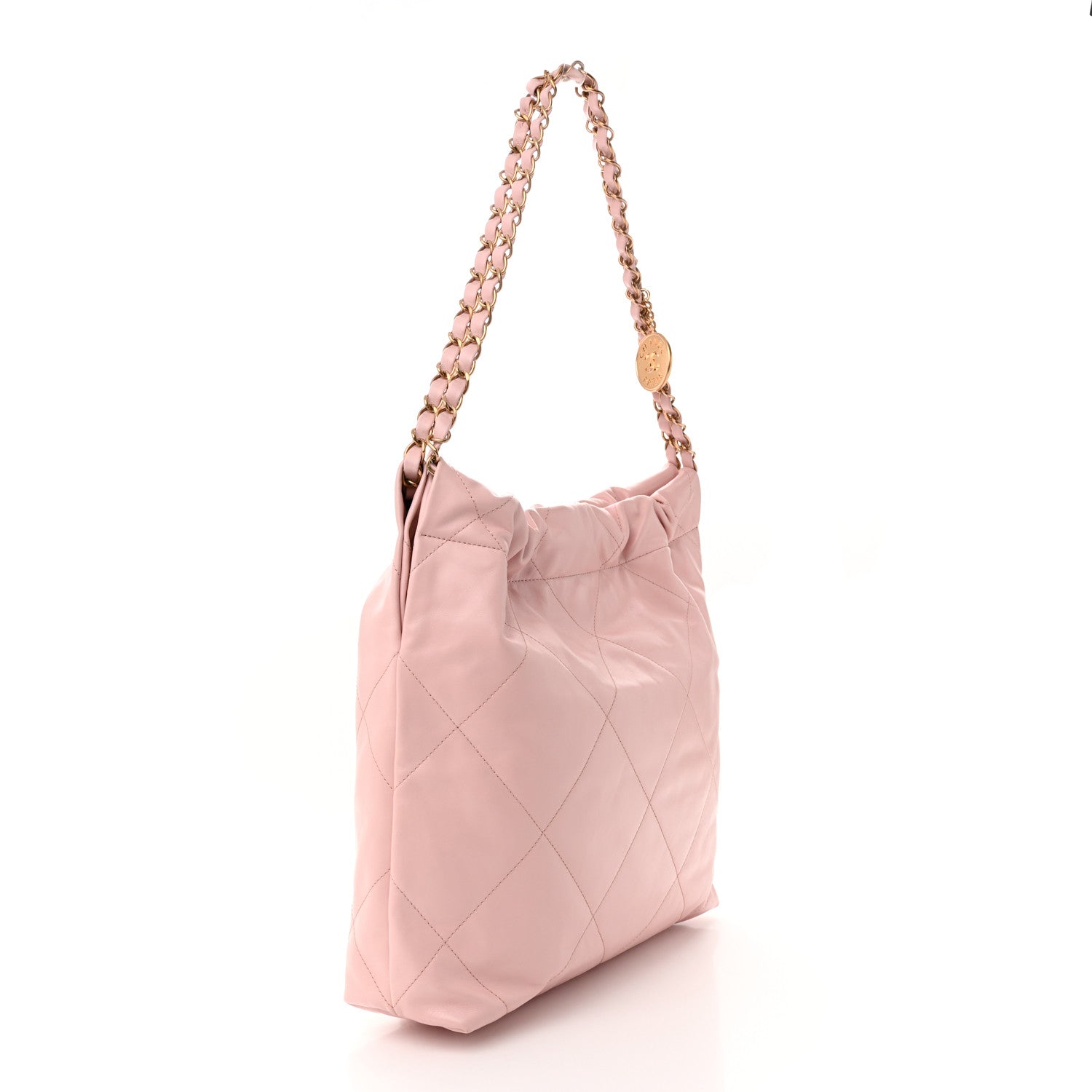 Chanel Shiny Calfskin Quilted Small Chanel 22 Light Pink 3 of 10