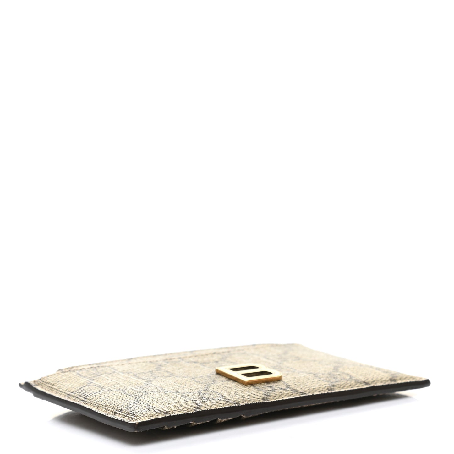 X BALENCIAGA GG Supreme Monogram Zip Card Case Beige Ebony