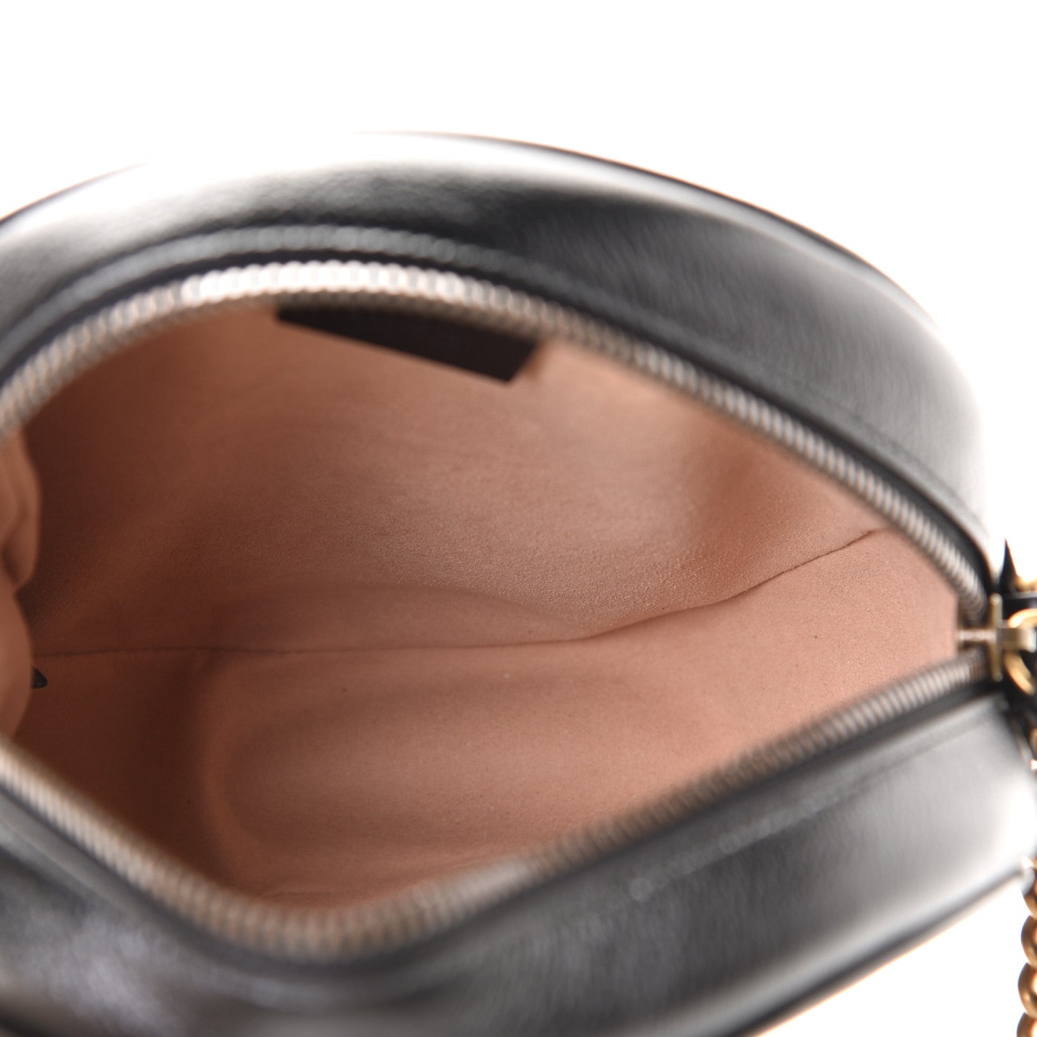 Gucci Azalea Calfskin Matelasse Heart Mini GG Marmont Round Shoulder Bag Black 4 of 5