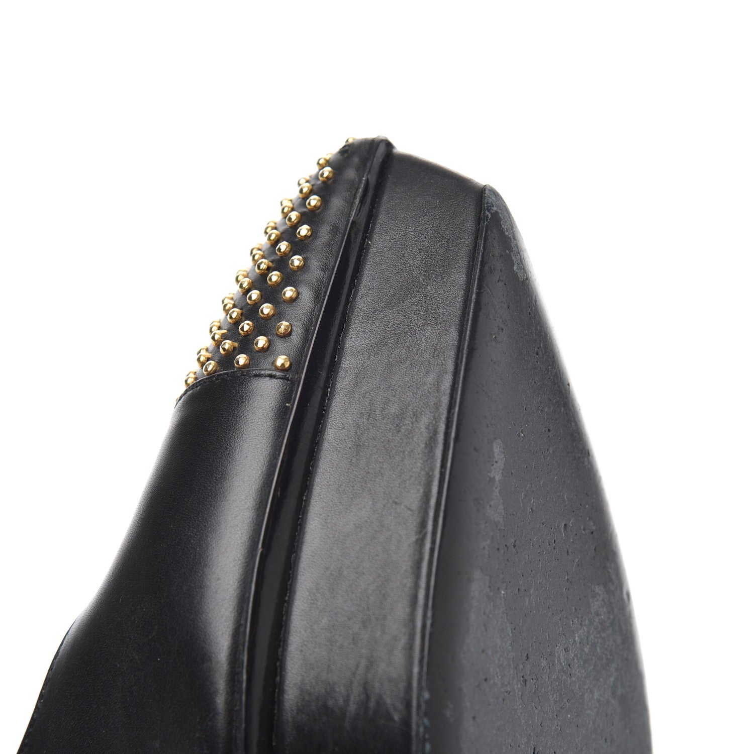 Saint Laurent Calfskin Studded Cap Toe Janis 105 Platform Pumps 38 Black 11 of 25