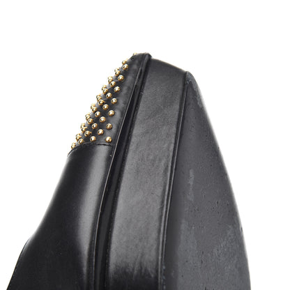 Saint Laurent Calfskin Studded Cap Toe Janis 105 Platform Pumps 38 Black 11 of 25