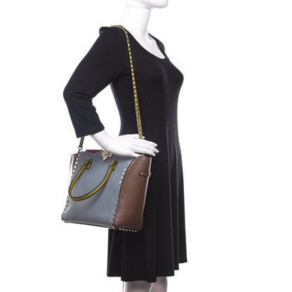 Valentino Garavani Vitello Colorblock Rockstud Double Handle Tote Multicolor 2 of 13