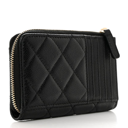 Chanel Caviar Quilted CC Zip Around Card Holder Black 3 of 8