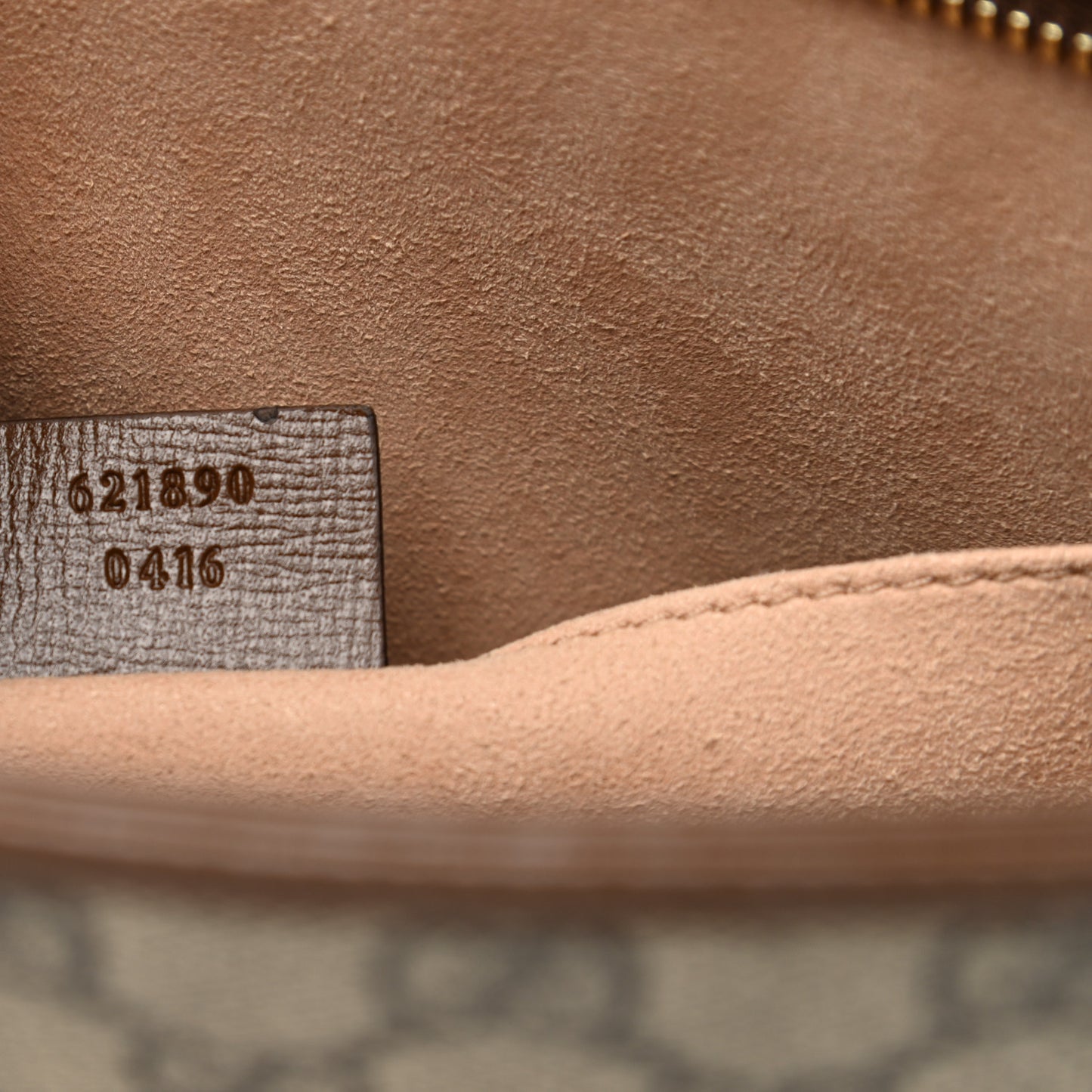 GG Supreme Monogram Horsebit 1955 Zip Pouch Beige Brown Sugar
