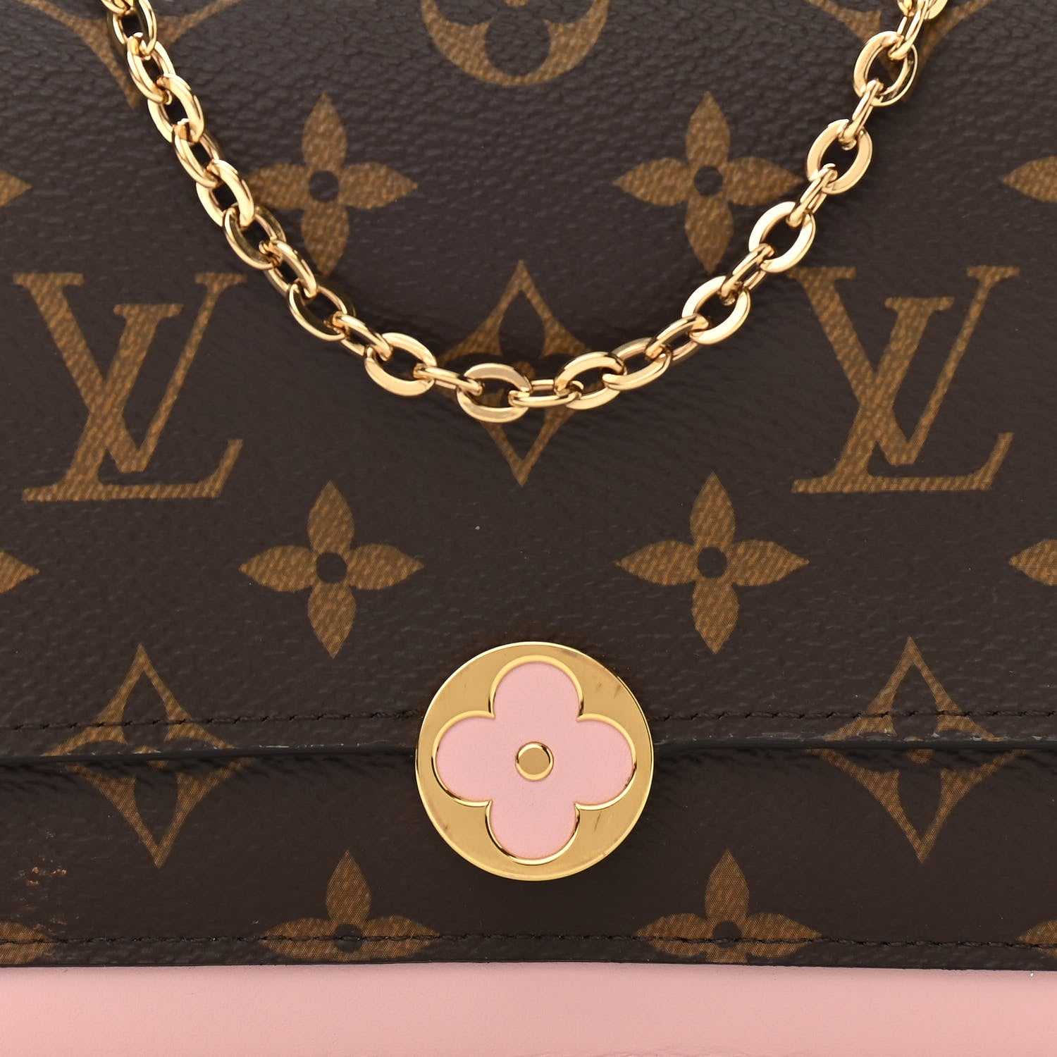 Louis Vuitton Monogram Flore Chain Wallet Rose Ballerine 8 of 10