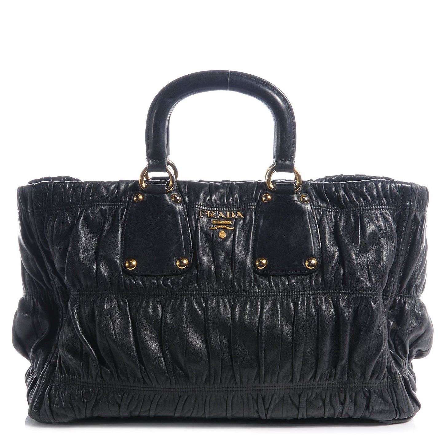 Nappa Leather Gaufre Tote Nero Black