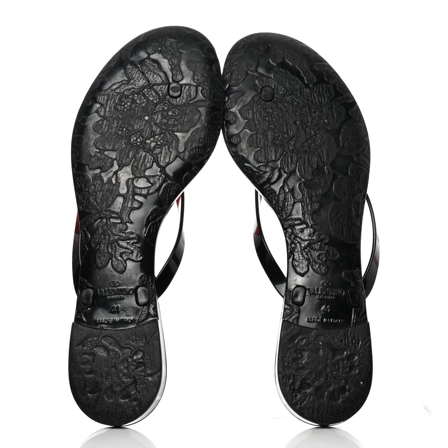 PVC Jelly Rose Thong Sandals 41 Black Beige