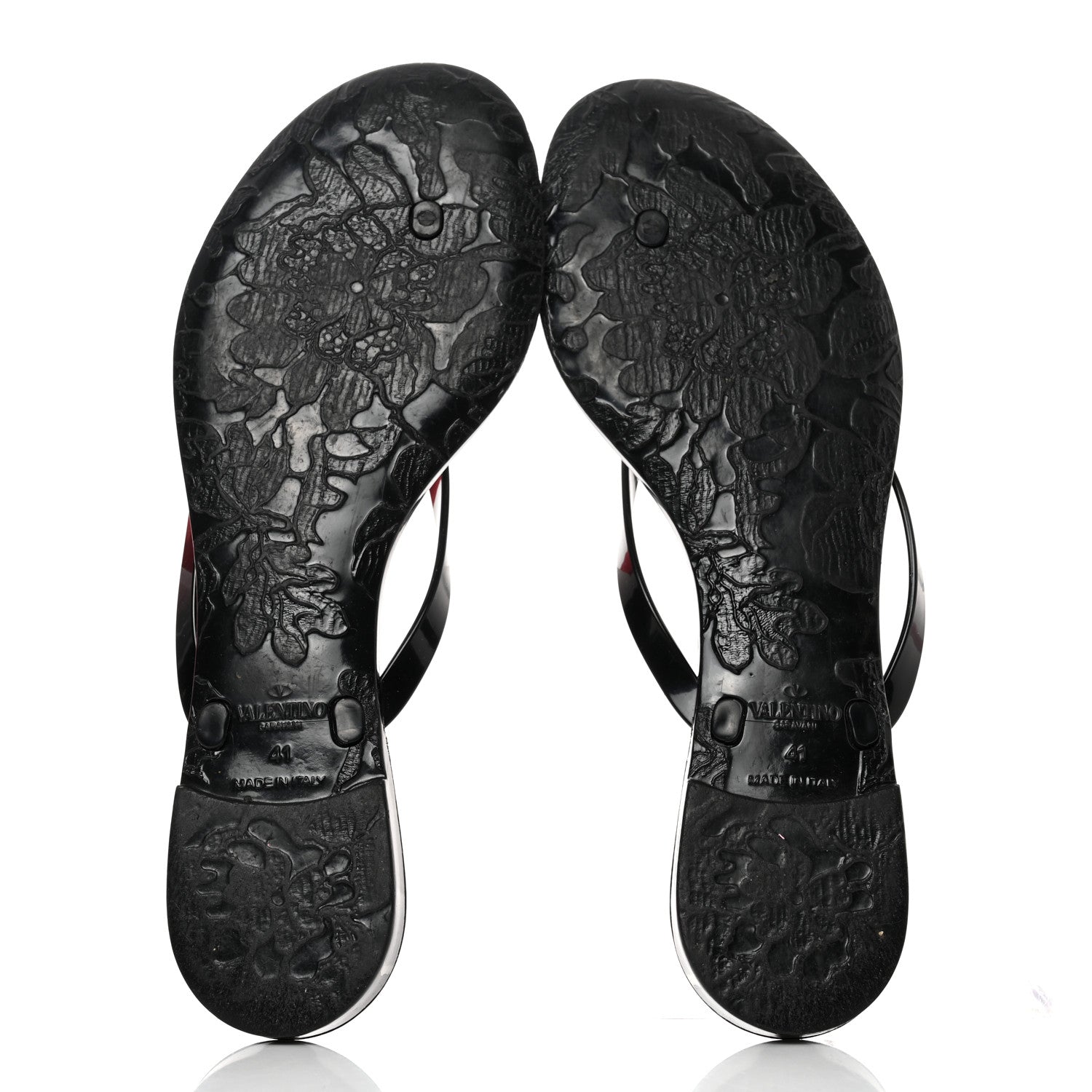 Valentino Garavani PVC Jelly Rose Thong Sandals 41 Black Beige 5 of 8