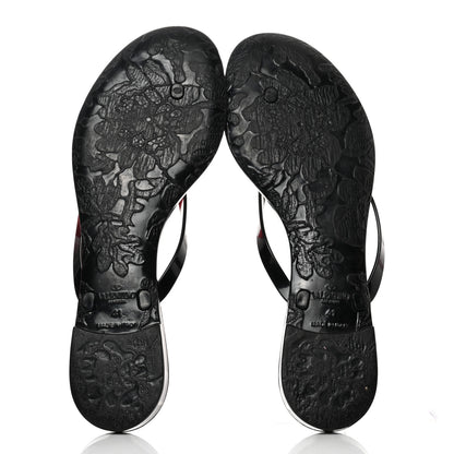 Valentino Garavani PVC Jelly Rose Thong Sandals 41 Black Beige 5 of 8