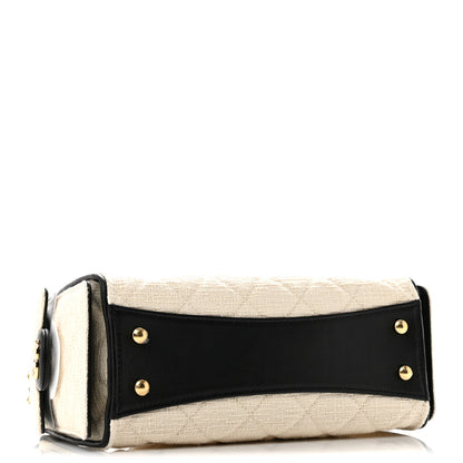 Chanel Canvas Calfskin Quilted Mini Chanel 25 Handbag Ecru Black 3 of 9
