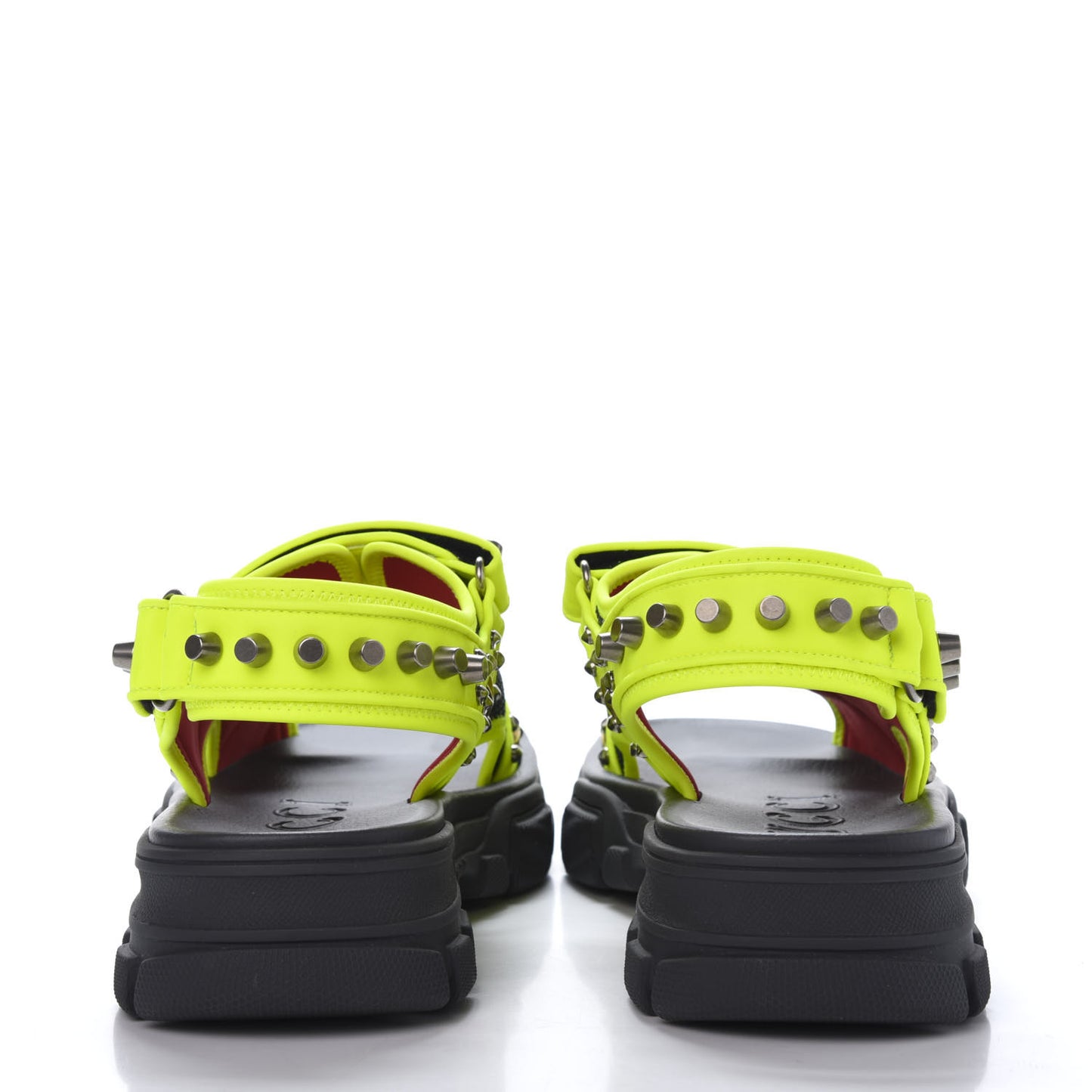 Technical Canvas Calfskin Studded Mens Aguru Sandals 10 Neon Yellow