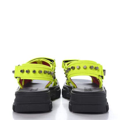 Gucci Technical Canvas Calfskin Studded Mens Aguru Sandals 10 Neon Yellow 5 of 8