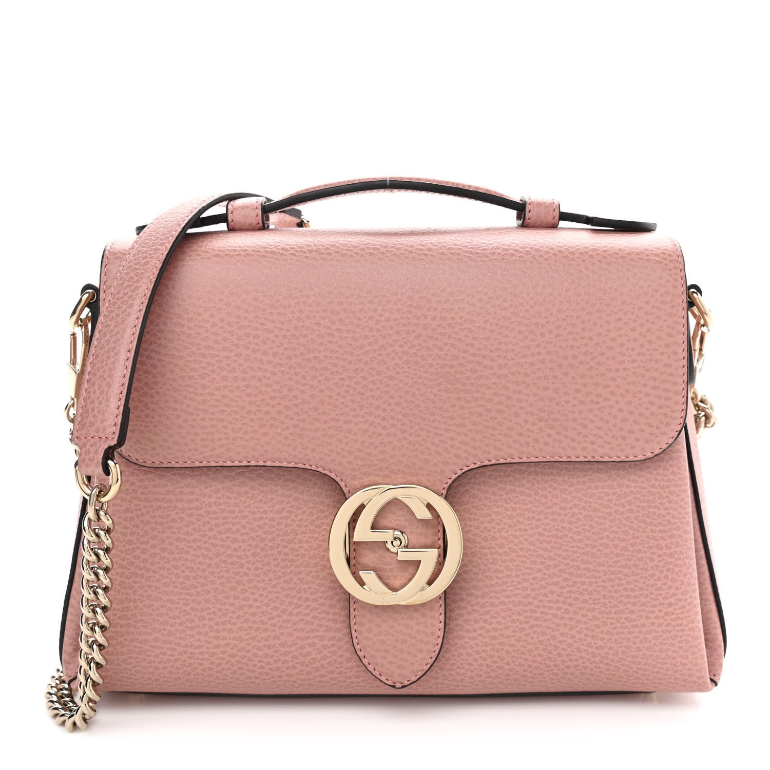 Gucci Dollar Calfskin Interlocking G Top Handle Shoulder Bag Soft Pink 1 of 10