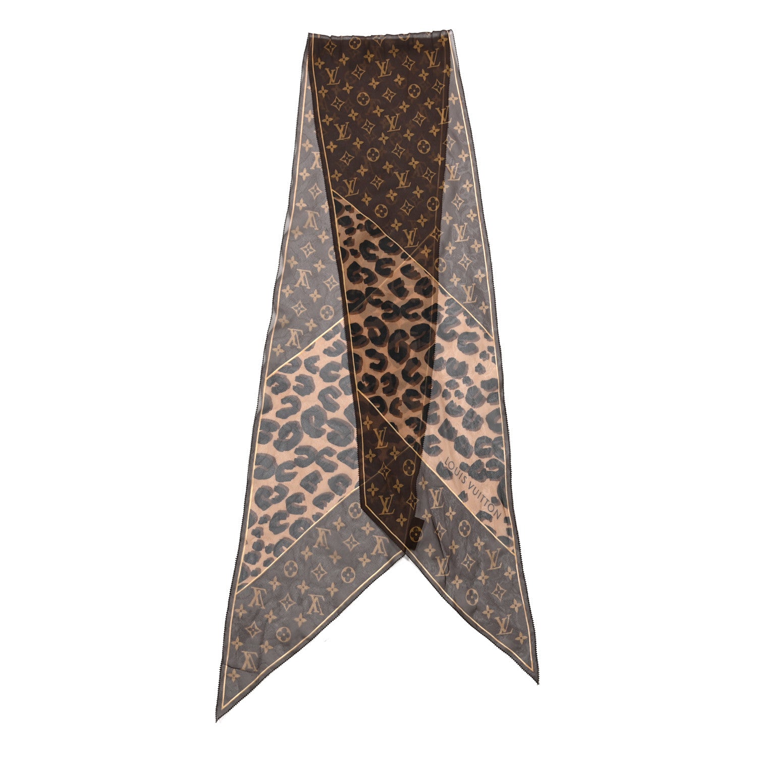 Louis Vuitton Silk Crepe Leopard Monogram Scarf 2 of 4