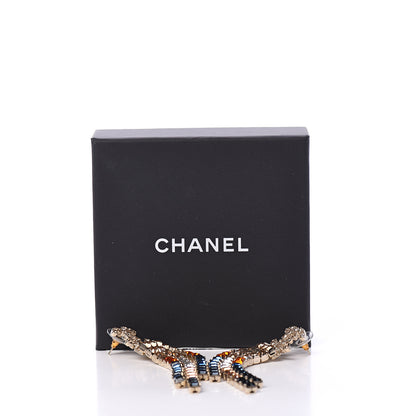 Chanel Crystal Skyline CC Drop Earrings Gold Blue Black Red 5 of 5