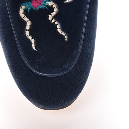 Gucci Velvet Fur Dragon Embroidered Mens Princetown Slippers 8 Zaffre Dark Zaffre 10 of 11