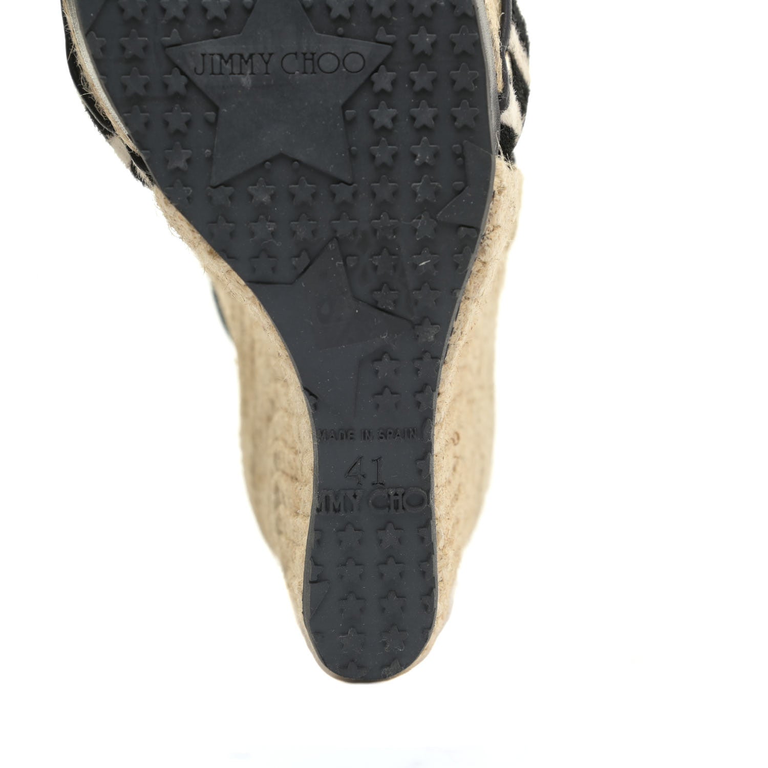 Jimmy Choo Pony Hair Zebra Print Papahi Espadrille Wedges 41 Black White 10 of 16