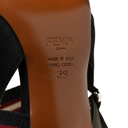 Fendi Technical Mesh FF Colibri 55mm Slingback Pumps 39 Tobacco Moro Bordeaux Black Militare 8 of 10
