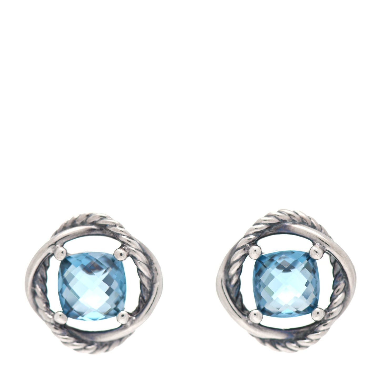 Sterling Silver Hampton Blue Topaz 7mm Infinity Earrings