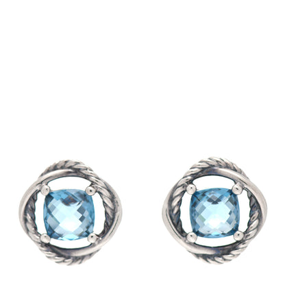 David Yurman Sterling Silver Hampton Blue Topaz 7mm Infinity Earrings 1 of 6