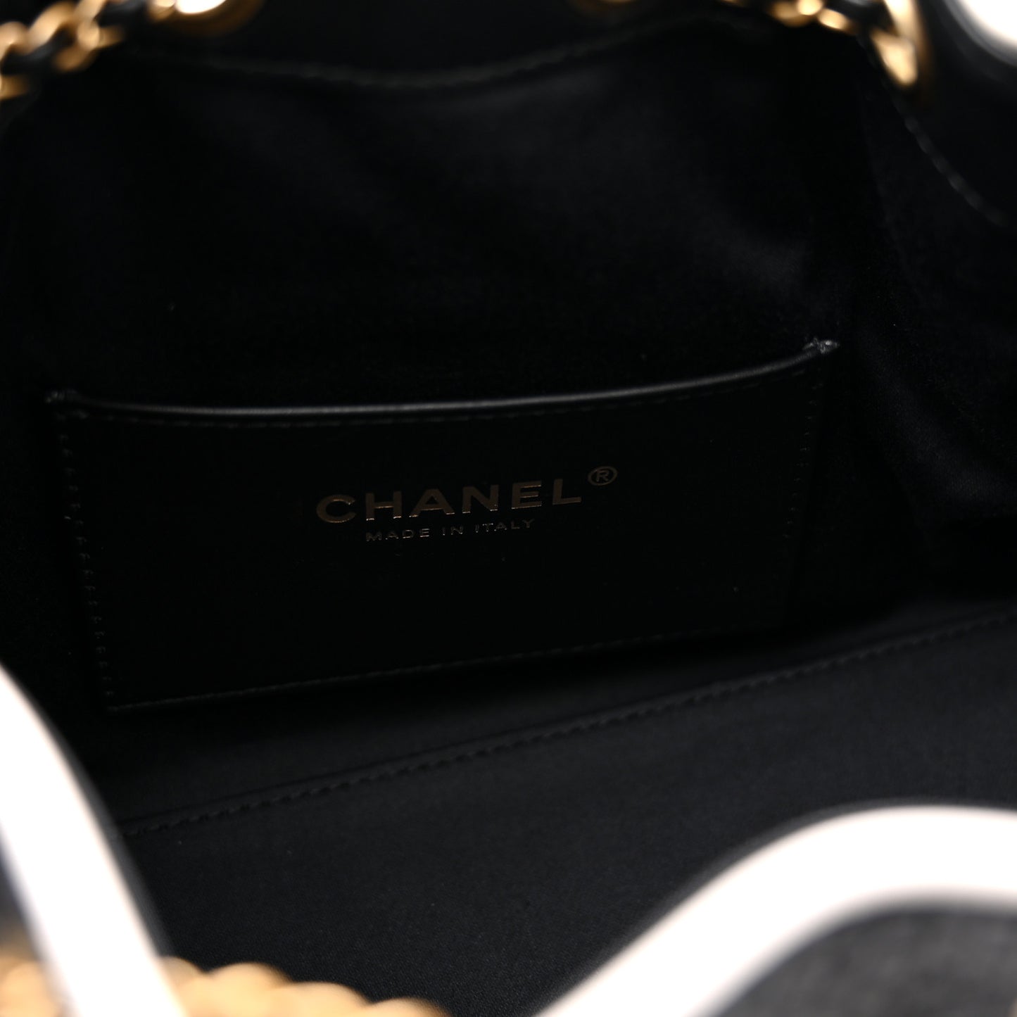 Braided Raffia Calfskin Mini Chanel 25 Handbag Black White