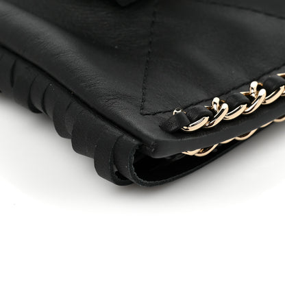 Chanel Calfskin Quilted Fringe Small Flat Tote Black 8 of 8