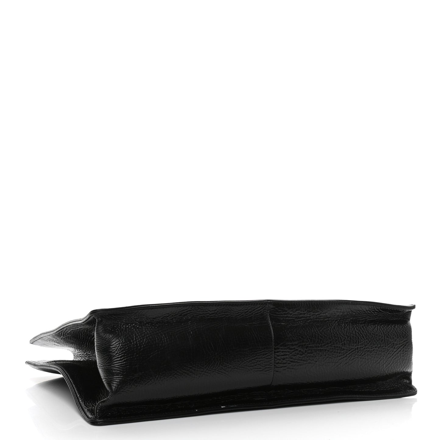 Shiny Aged Calfskin Shopping Bag Black