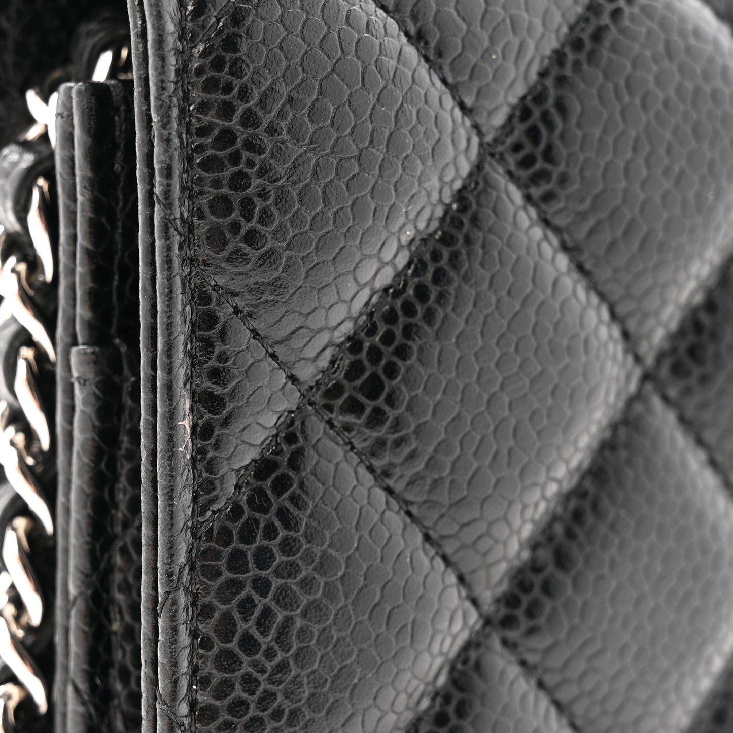 Caviar Quilted Wallet on Chain WOC Black