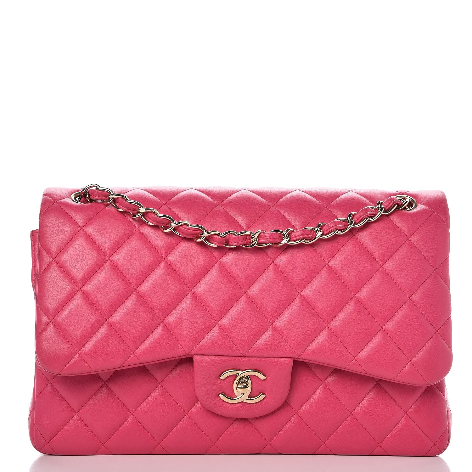 Chanel Lambskin Quilted Jumbo Double Flap Fuchsia 1 of 9